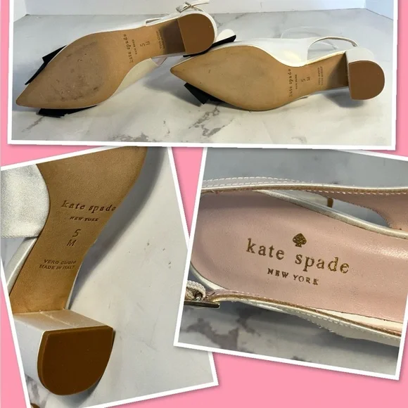 Kate Spade Mettie Satin Sling Back heels size 5 (EUC) - Picture 3 of 16